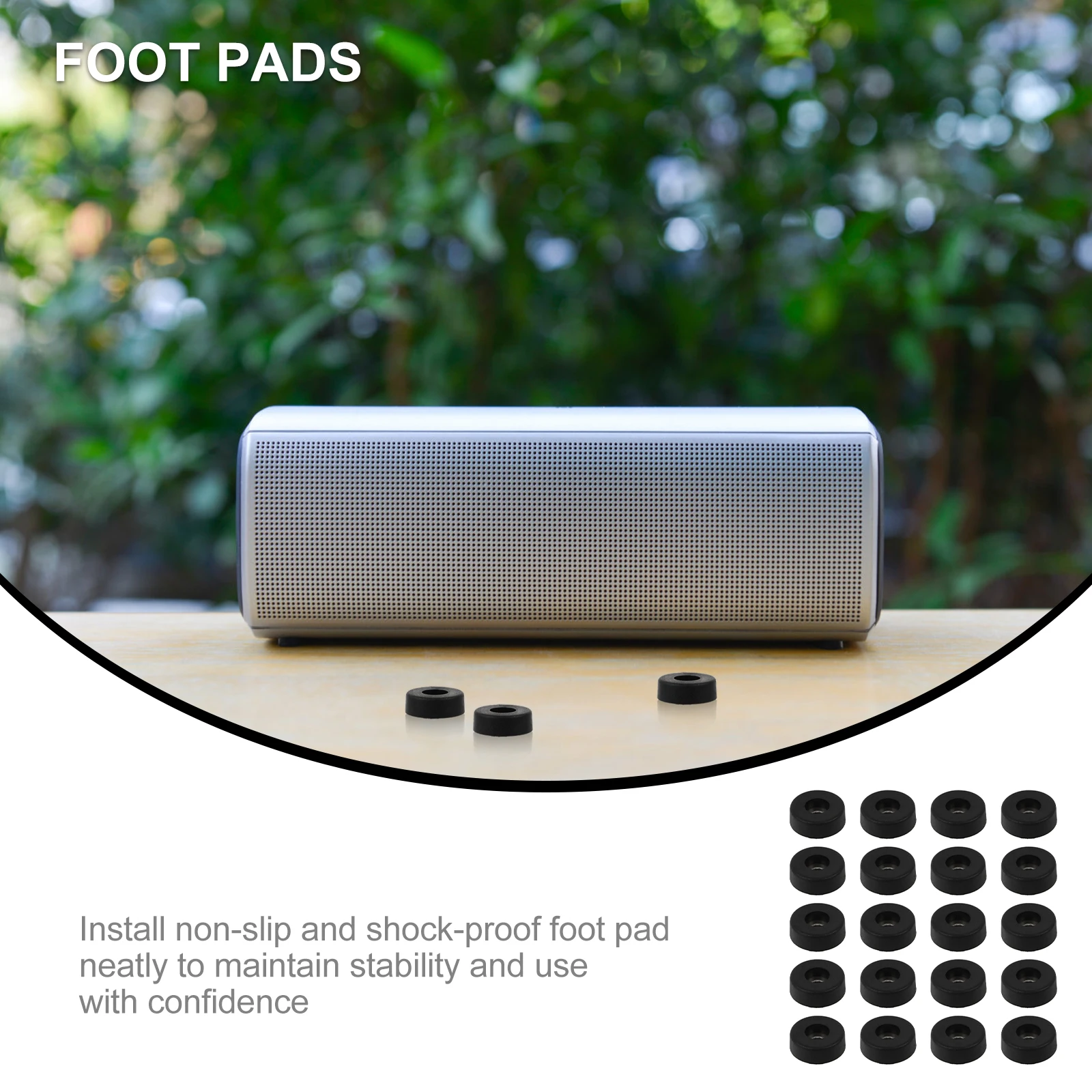 

20Pcs Rubber Shockproof Speaker Foot Pads Practical Instrument Mat Vibration Absorbing Foot Cushion Durable Accessory