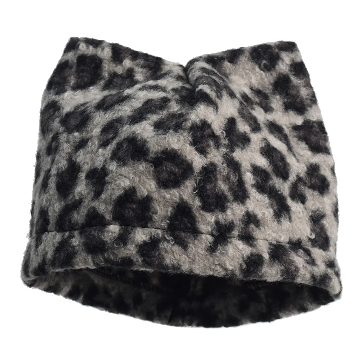 

Ladies Leopard Print Fashion Cute Cat Ears Knitted Hat Lamb Hat Warm Beanie Winter Woolen Cap Cotton Cap