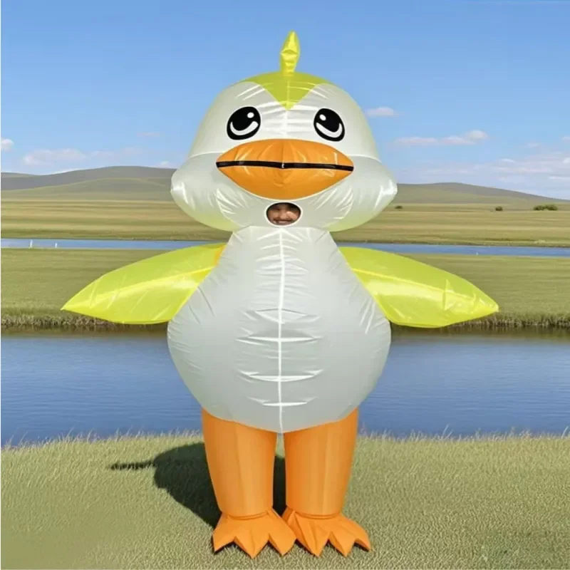 Halloween Inflatable Yellow Duck Costume Full Body Cartoon Funny Mascot Suit Party Cosplay Prop Adult Kids Dress Up Outfit