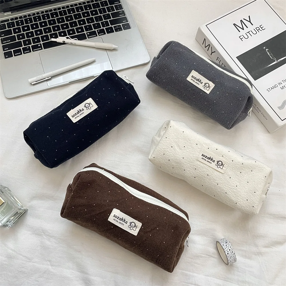 Korean Point Pencil Case Ins Large Capacity Stationery Pouch High Beauty Niche Student Wash Bag Makeup Organizer Bags