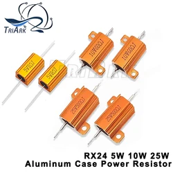 RX24 5W 10W 25W Aluminum Power Metal Shell Case Wirewound Resistor 0.01 ~ 30K 1 2 3 5 6 8 10 20 100 150 1K 10K 20K 100K ohm