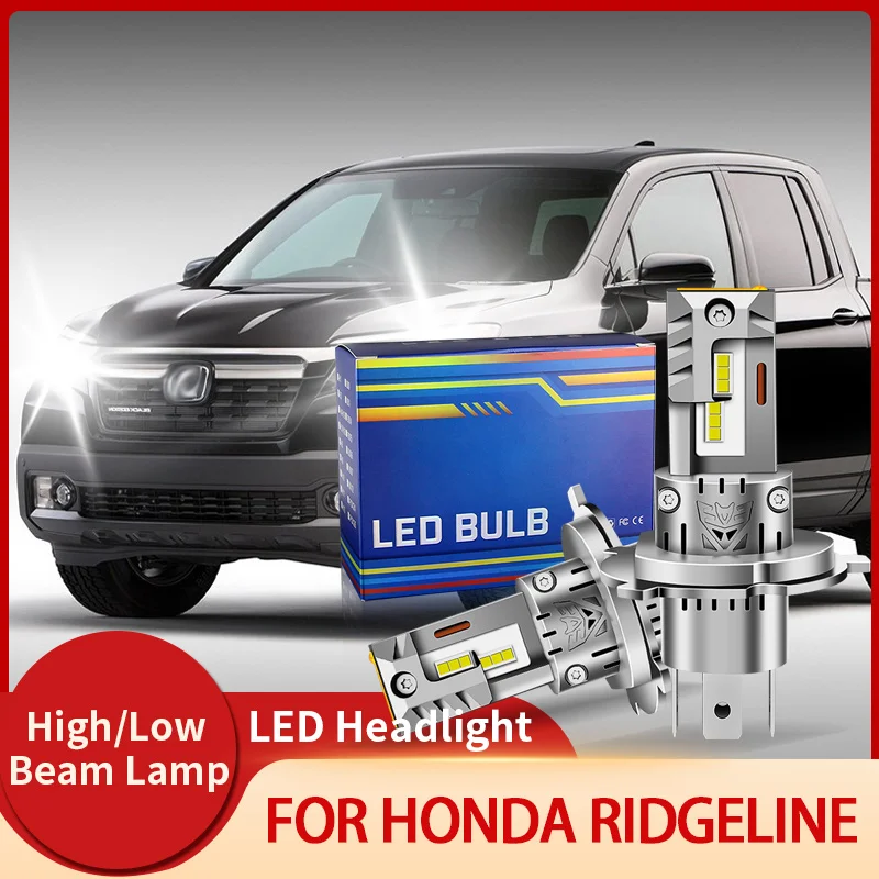 2 buah lampu depan LED H4 Plug and Play Canbus 12V 60W lampu mobil putih sorot tinggi/rendah aksesori untuk Honda Ridgeline 2006-2014