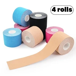 4 rolls Kinesiology Sport Tape 5CM Gym Protection Muscle Knee Pain Relief Sport Adhesive for Fitness Soccer Ankle Knee Pads