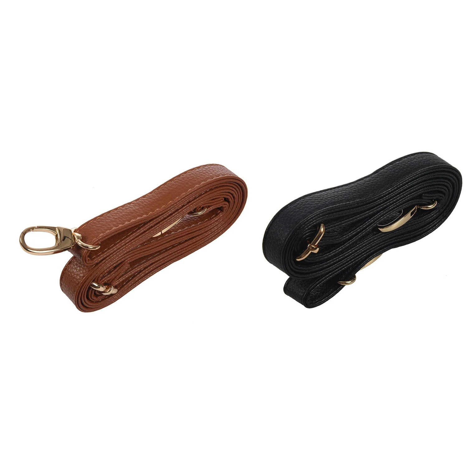 

2 Pcs DIY Replacement Leather Bag Shoulder Strap Handle Cross Body Adjustable 140x2Cm, Black & Brown