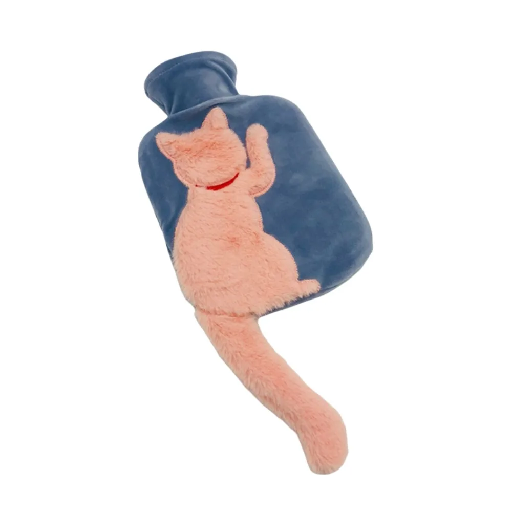 

Durable Long Cat Tail Water-filled Hot Water Bag Cartoon Hot Water Bottle Washable Thickened Hand Warmer Office