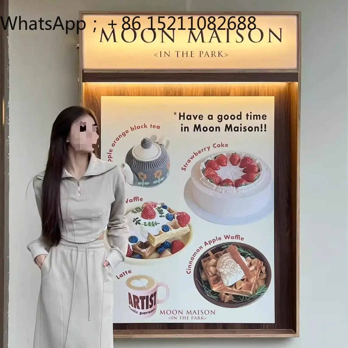 LLY  Luminous Poster Decorative Frame Metal Bulletin Board Window Display Stand with Light Niche Bulletin Board