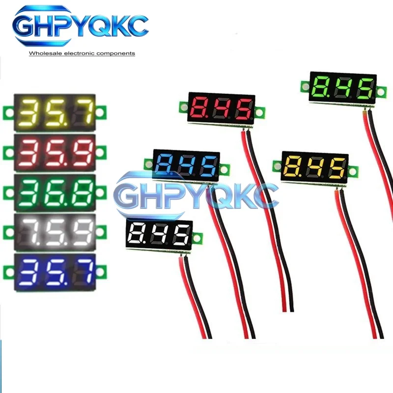 GHPYQKC 0.28 Inch 2-Wire Digital Voltmeter 2.5-30V Voltage Meter High Precision Electric Quantity Display Module