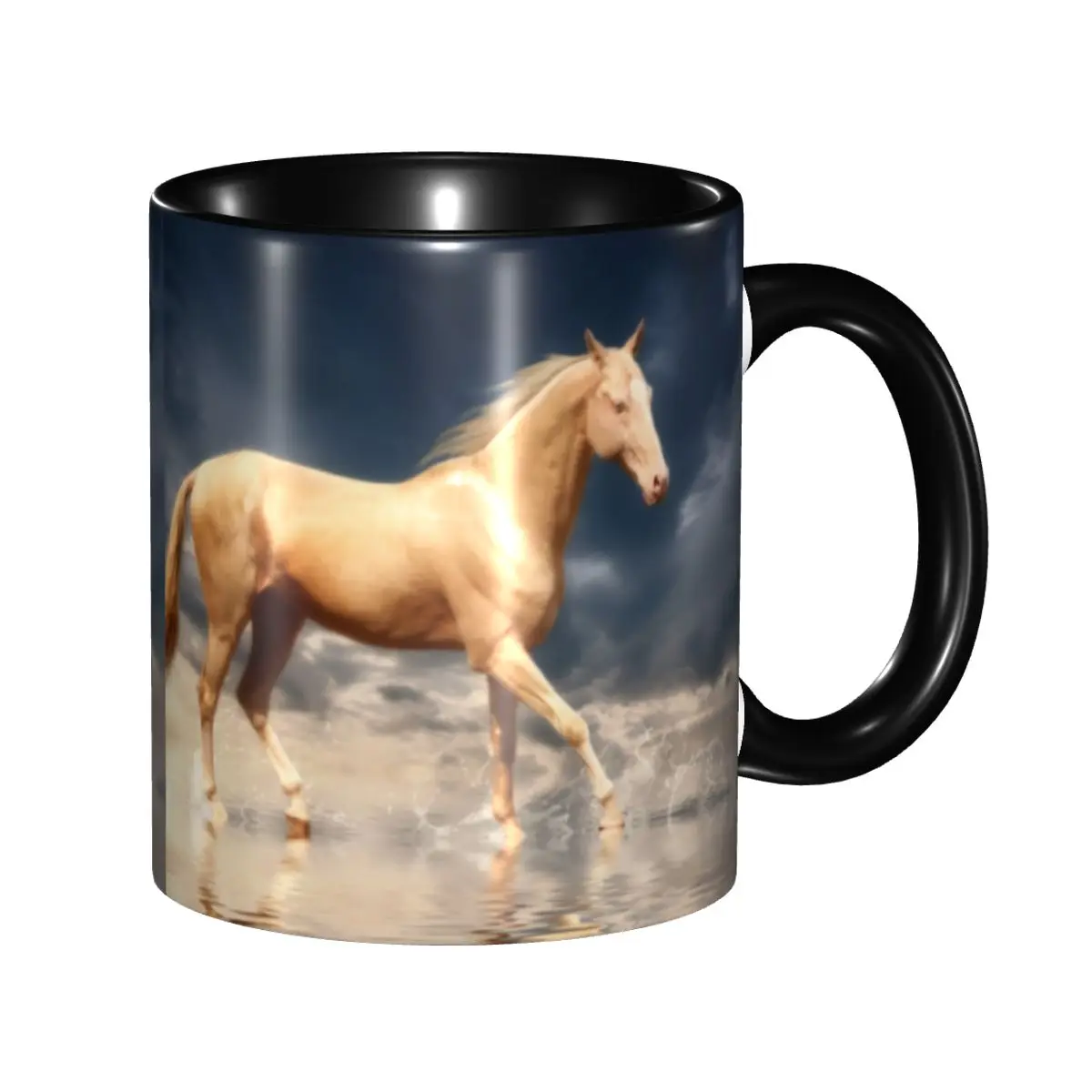 

DIY Turkmen Achal Teke Horse Ceramic Mug Customized Golden Horses Coffee Cup Creative Present