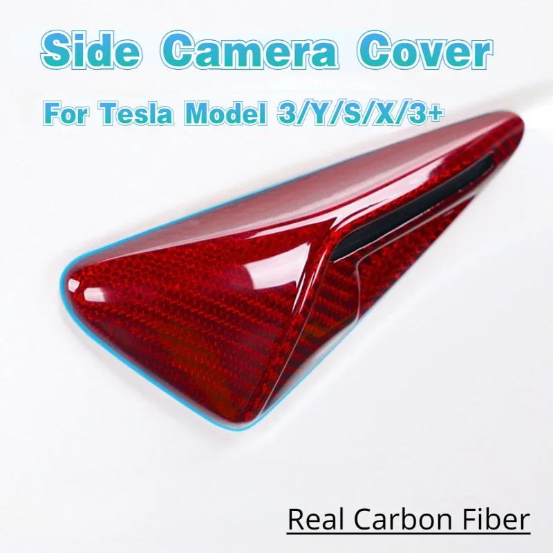 

For Tesla Model 3/Y/S/X/3+ Highland Side Camera Cover Real Carbon Fiber Sticker Leaf Board 3K 240G Toray Dry Carbon 2021-2024