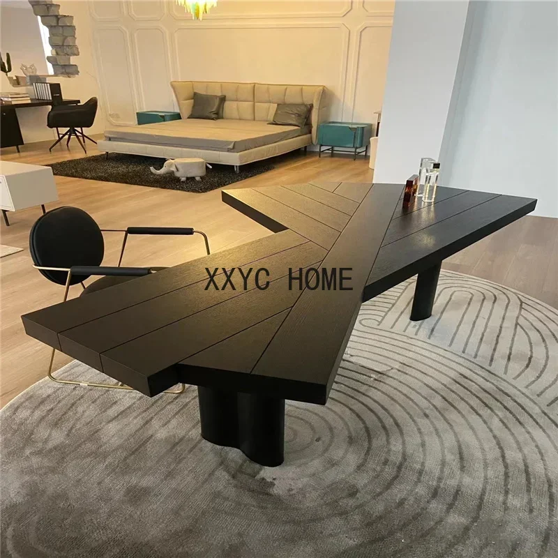

yj Nordic Solid Wood Computer Desk Special Shaped Table Creative Desk Home Desk Simple Boss