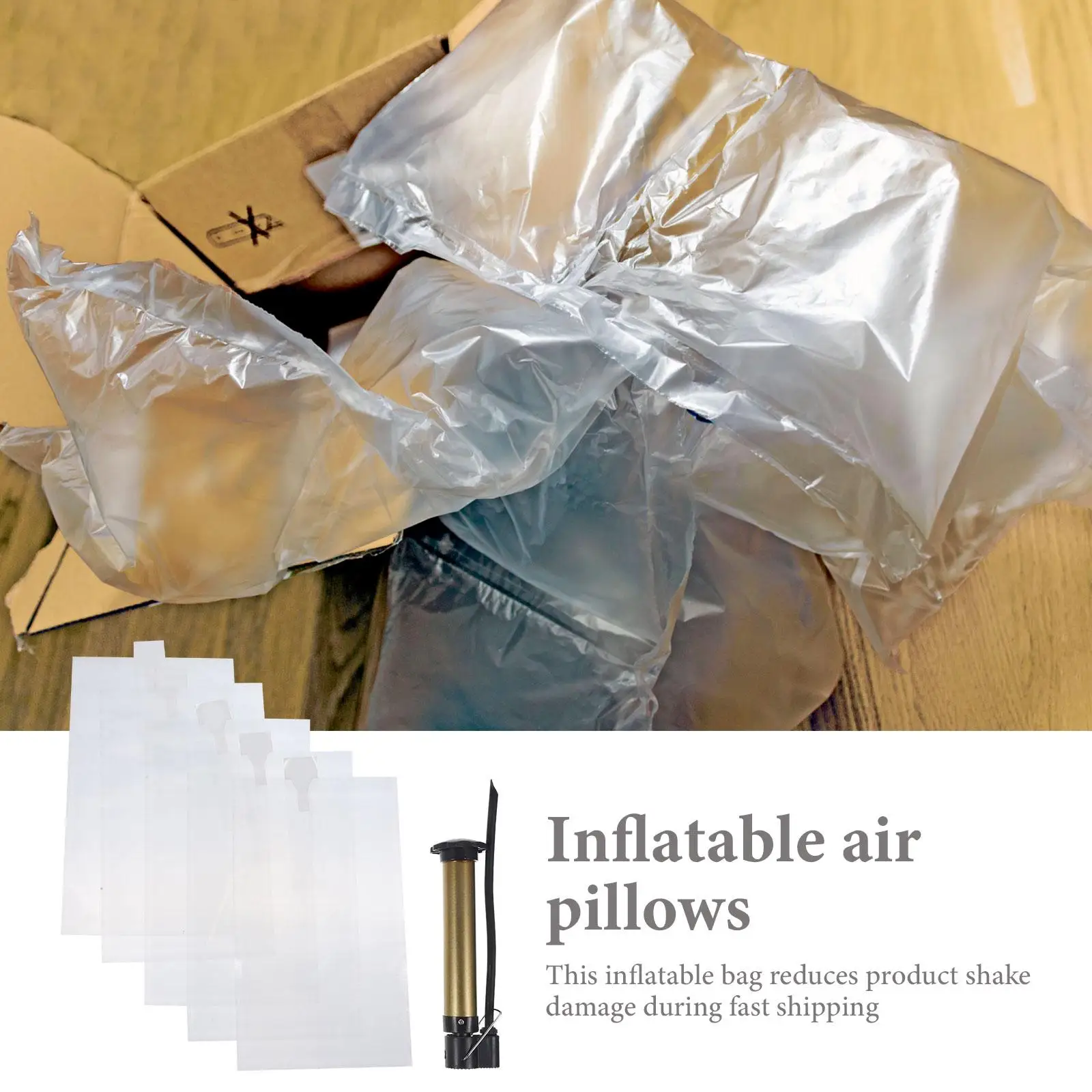 50pcs Inflatable Bags 15x25 Air Pillows for Delivery Packaging Anti pressure Crash proof Waterproof random Color Include Pump