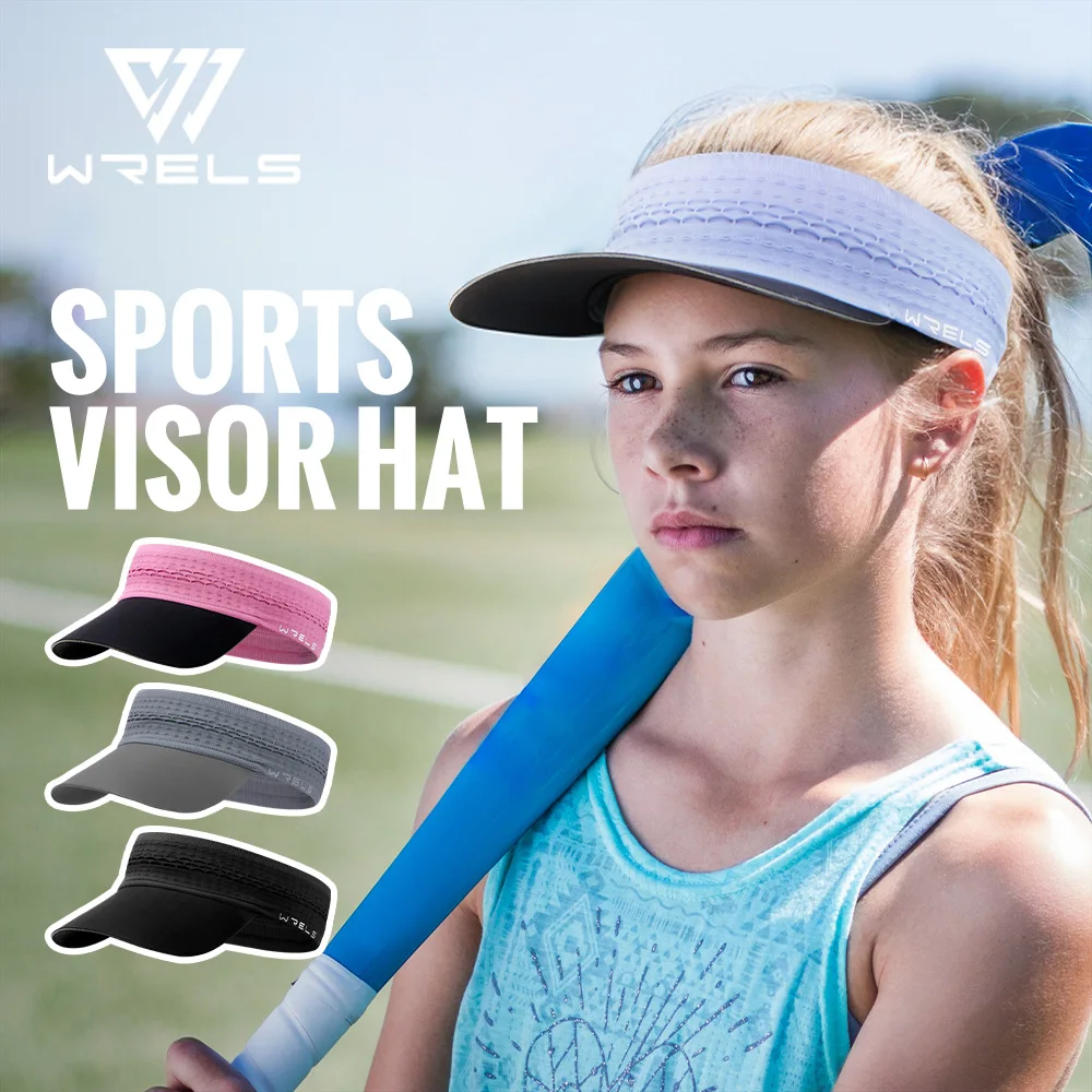

WRELS Sport Sun Visor Cap Hat Empty Top Headband Sweat-absorbing Non-slip Sun Visor Hat Women Men Stretch Tennis Visors Cap