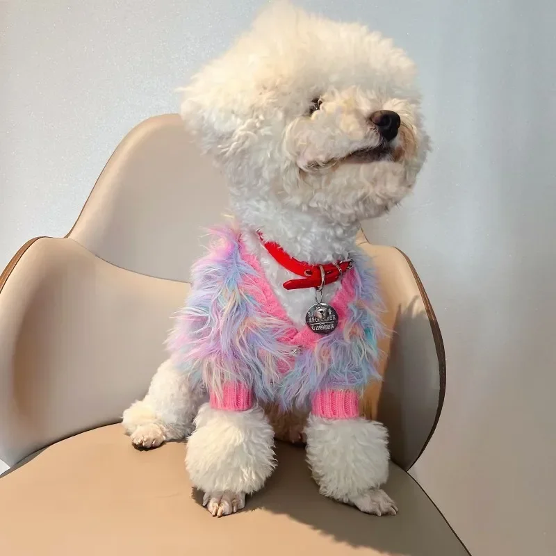 Winter Dog Clothes Cardigan Sweater Yorkie Pomeranian Poodle Bichon Schnauzer Pug French Bulldog Clothing Pet Apparel Costume