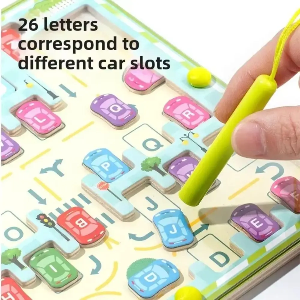 Labyrinthe de mots de couleur magnétique en bois, pratique d'orthographe, 26 lettres anglaises, planches de Puzzle, jeu de qi éducatif précoce