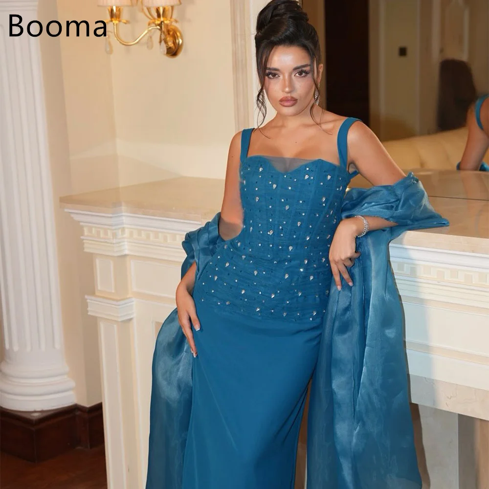 

Booma Mermaid Spaghetti Strap Evening Dresses Formal Party Gowns for Women Crystal Long Elegant Prom Gown Customize 2025