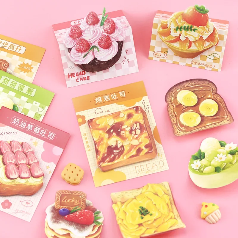 Imagem -02 - Cute Bread Toast Cheese Sticky Notes Standing Notepad Desenhos Animados Kawaii Food Memo Pad Scrapbooking Adesivo Post n Times 10 Pcs por Lote