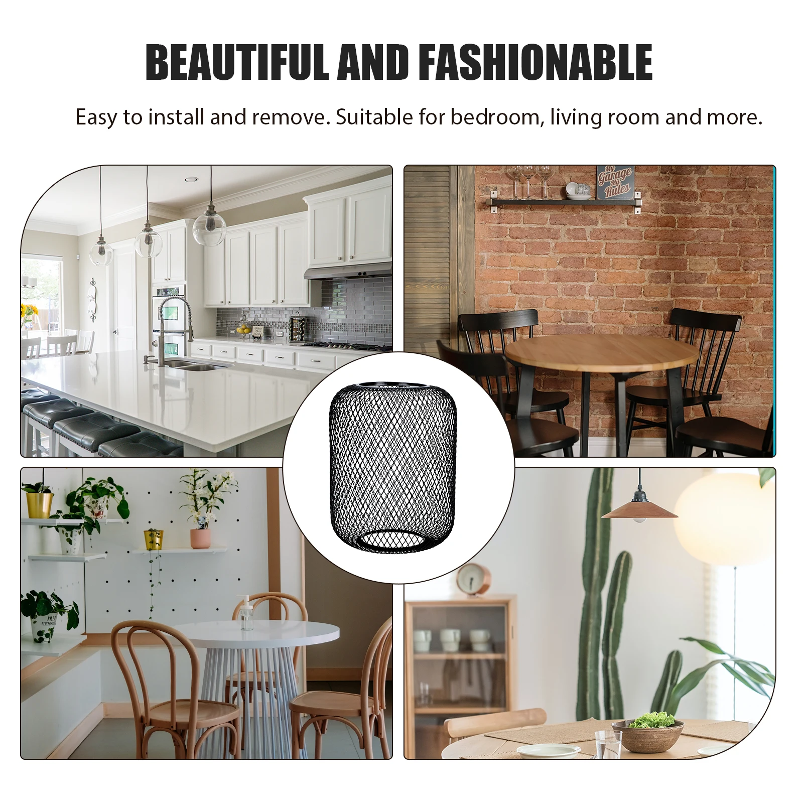 

1PC Black Metal Mesh Cylinder Lampshade 15x19cm Protective Hanging Light Cover Bedroom Living Room Lighting Accessories