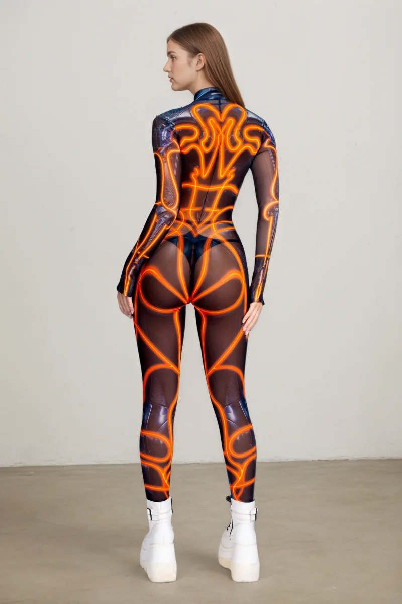 Mehrfarbiger mechanischer Roboter-Jumpsuit, Halloween-Cosplay-Bodysuit, Kostüm für Partys, Bühnenauftritte, Catsuit, Aerial-Yoga-Anzug, Zentai – Detail 9