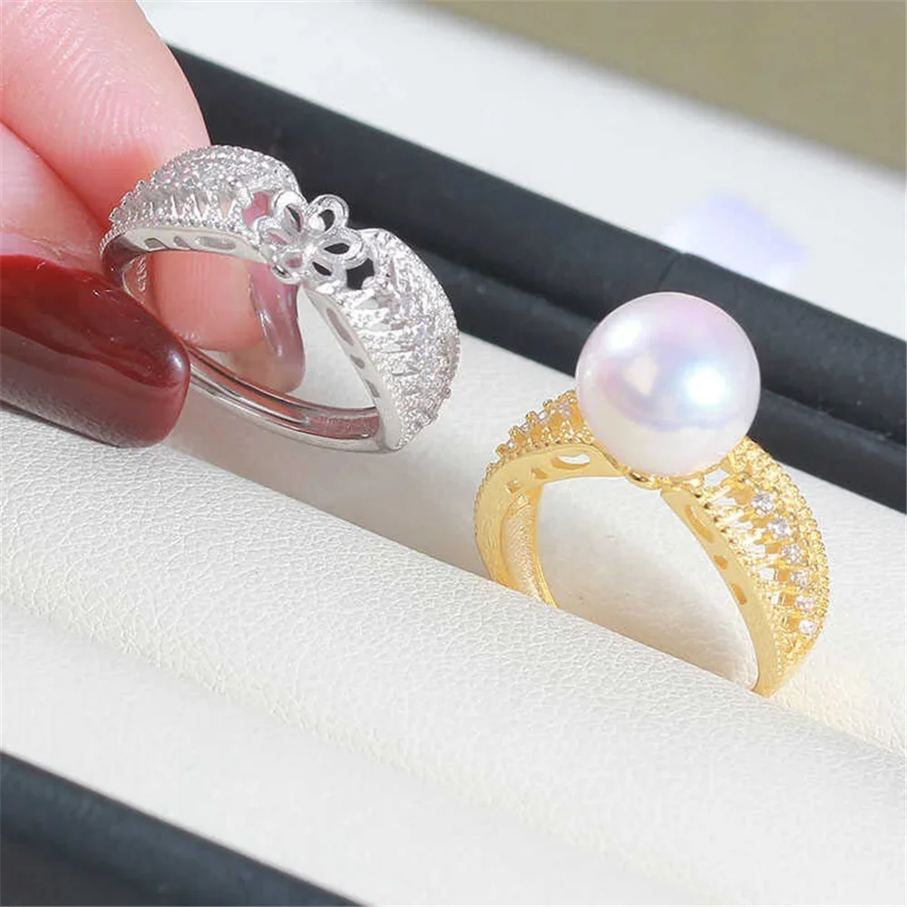 Solid S925 Sterling Silver Pearl Ring Settings Findings & Accessories - for Jewelry Making Bulk Wholesale Craft Supplies 8-12mm