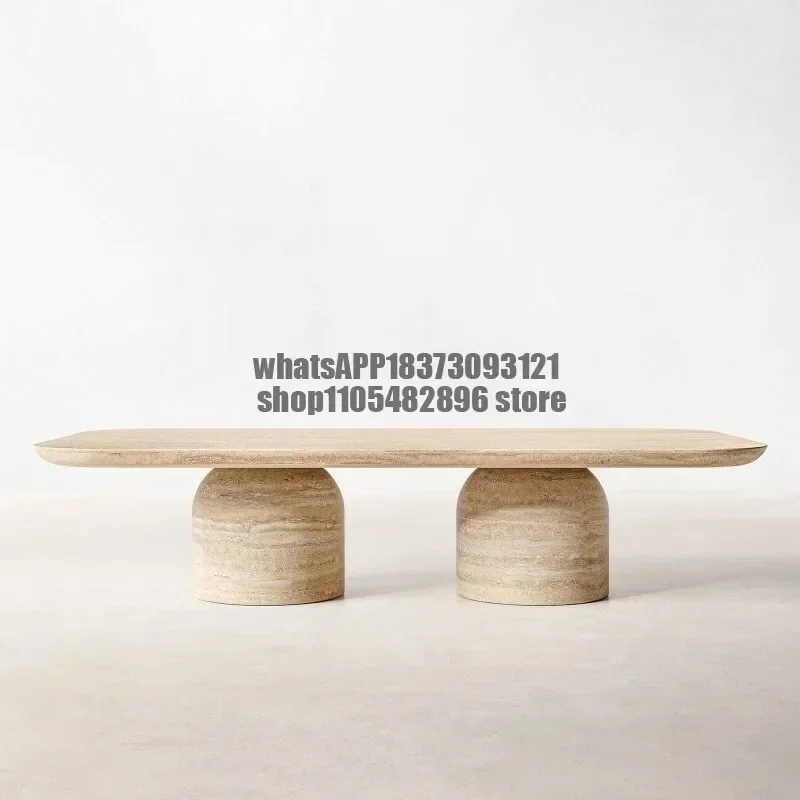 Natural travertine coffee table designer villa light luxury living room high-end coffee table tea table