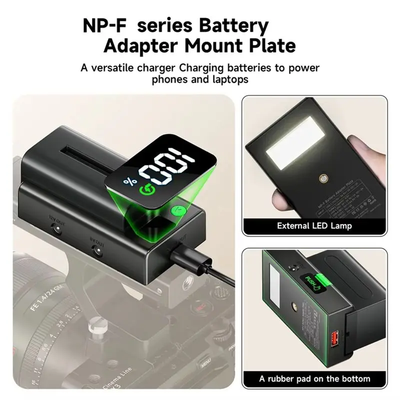 B76B Battery Adapter Plate Mount for Sony NP-F550 F750 F970 F980 DSLR Camera Cold Shoe Adapter Type-C