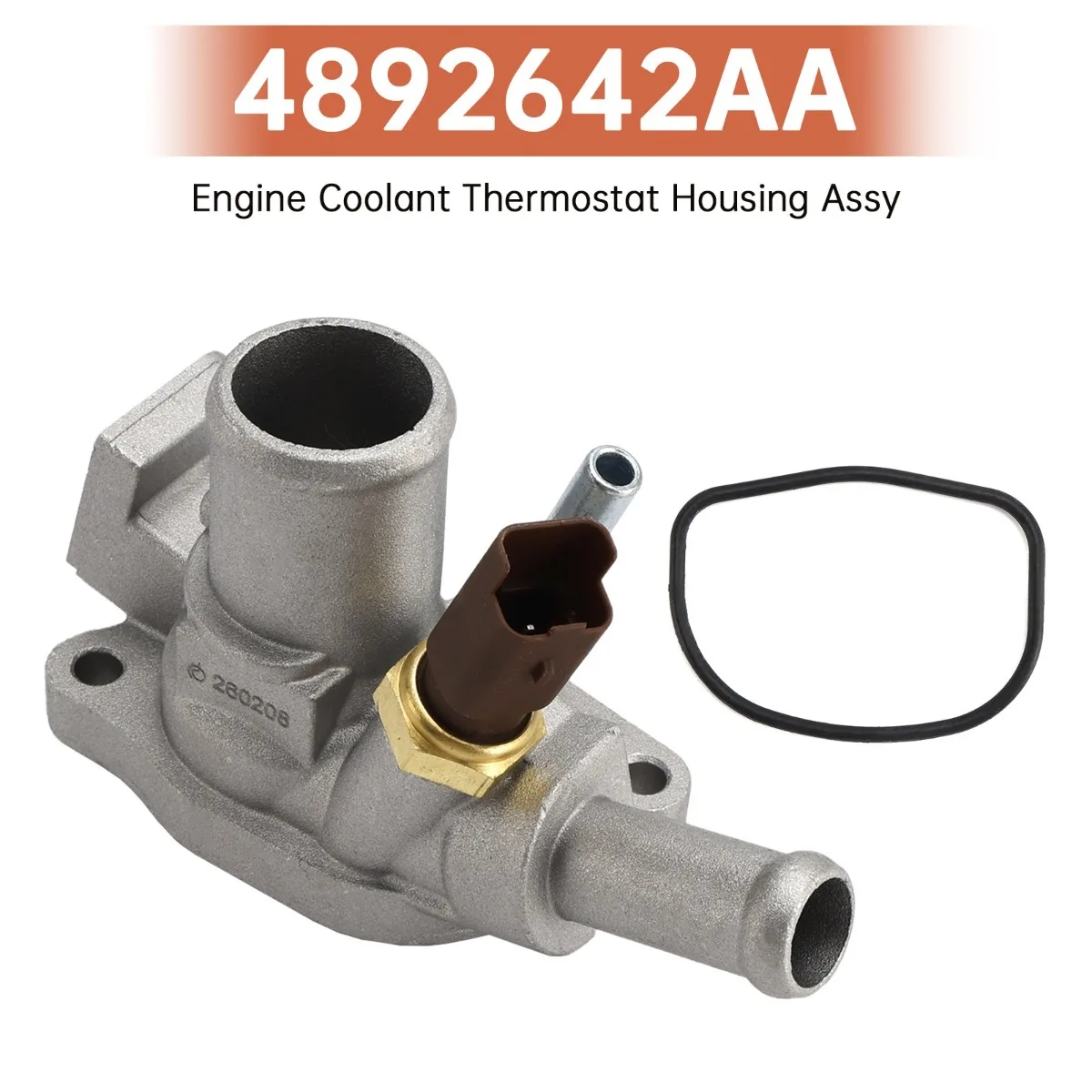 Engine Coolant Thermostat Housing Assy For Dodge Dart L4 1.4L For Fiat 500 4892642AA 4892642AB Replacement Accessories
