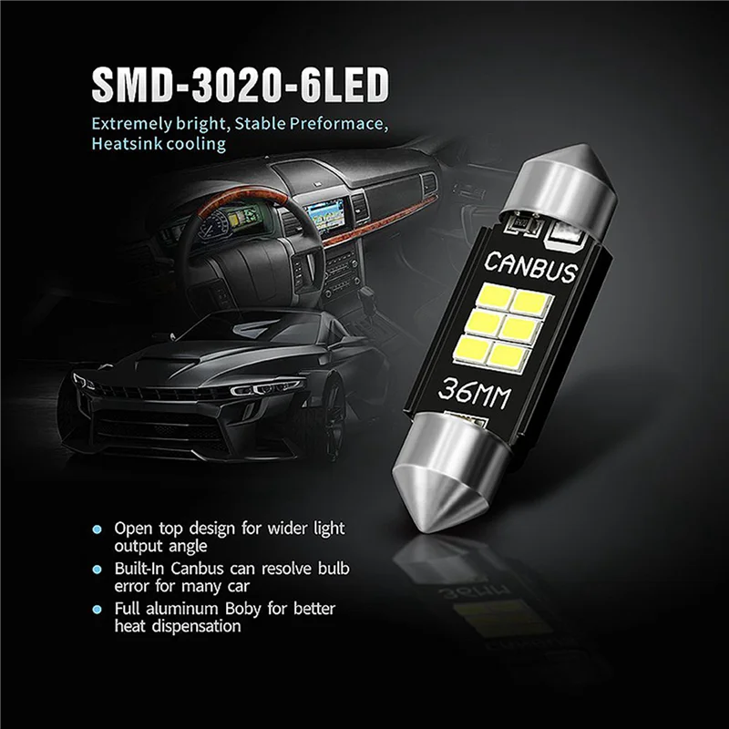 

12X чрезвычайно яркие 400 люмен 3020 чипсет Canbus безошибочные светодиодные лампы 36 мм Festoon De3175 6428 ксеноновые белые