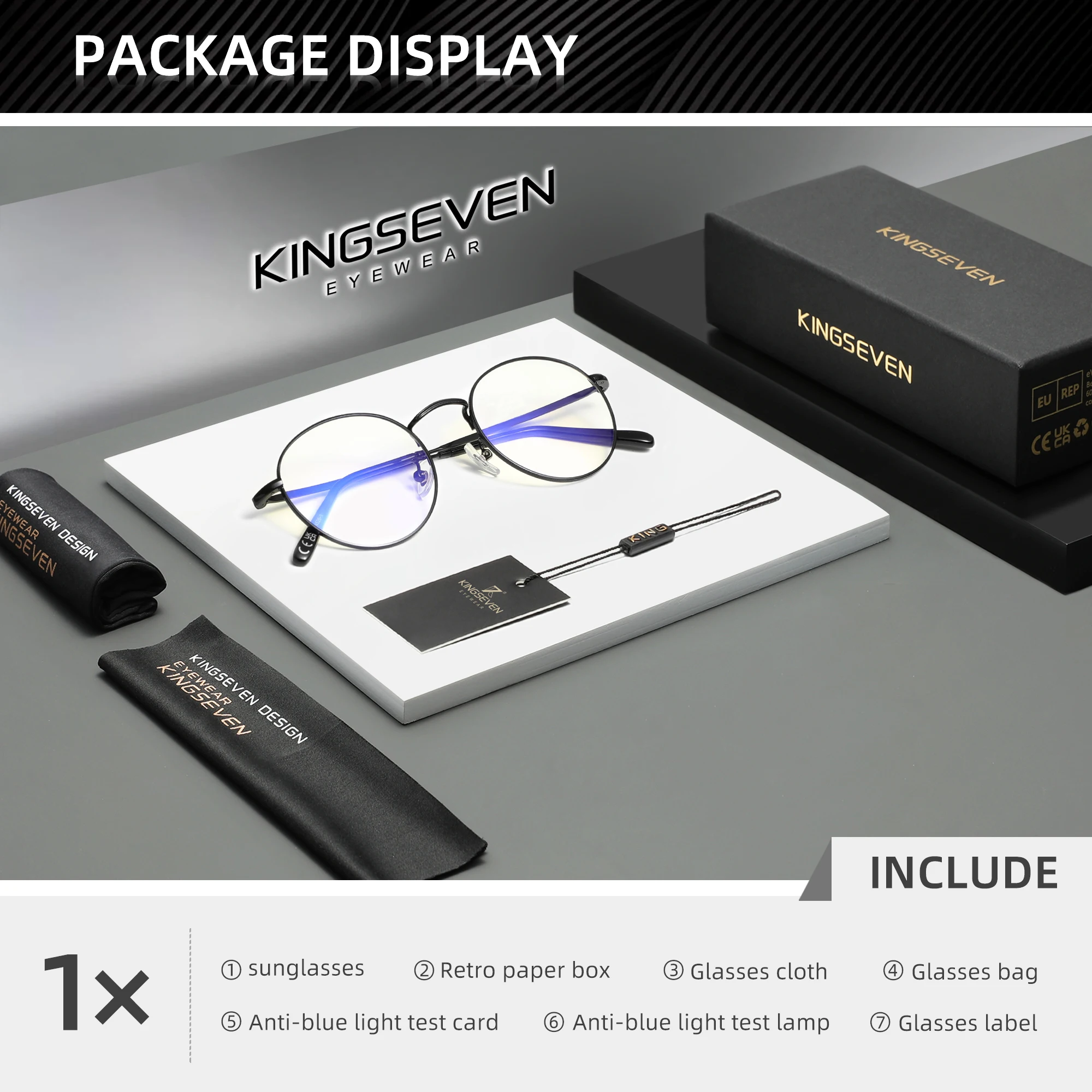 KINGSEVEN موضة الضوء الأزرق حجب النظارات الرجال/النساء النظارات المستديرة عدسة شفافة مكافحة بلو راي نظارات القراءة #6