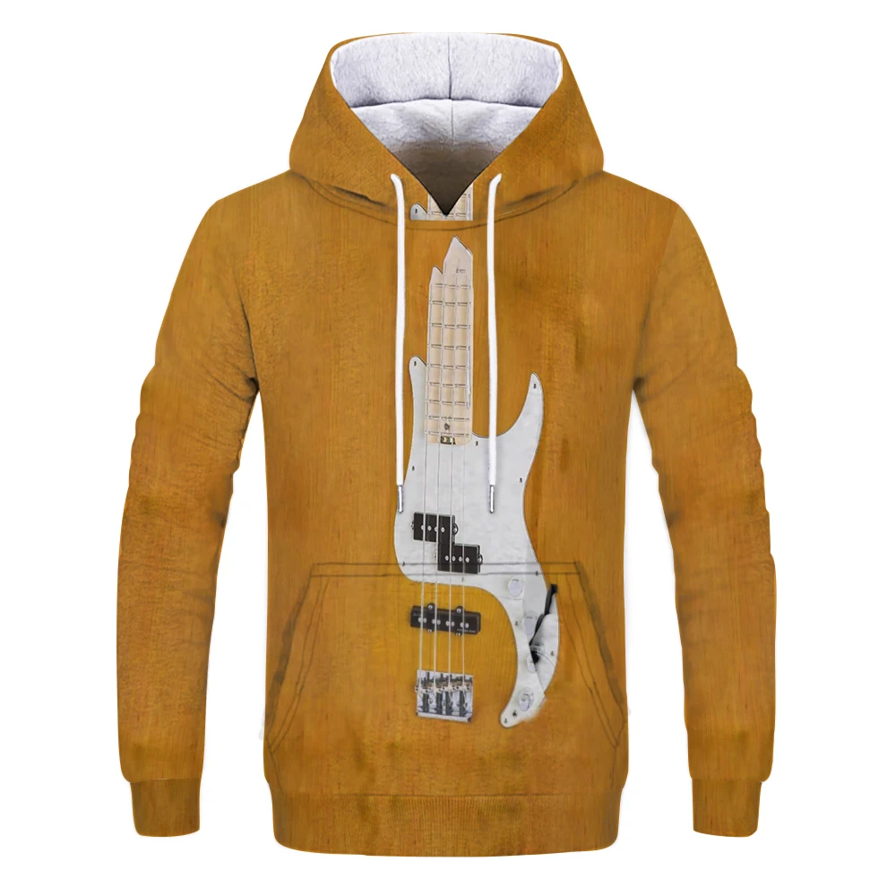 Cartoon Gitarre Hoodie 3D-Druck Männer und Frauen Frühling Sweatshirts mehrfarbige lässige Kapuze Streetwear Persönlichkeit DJ Tops