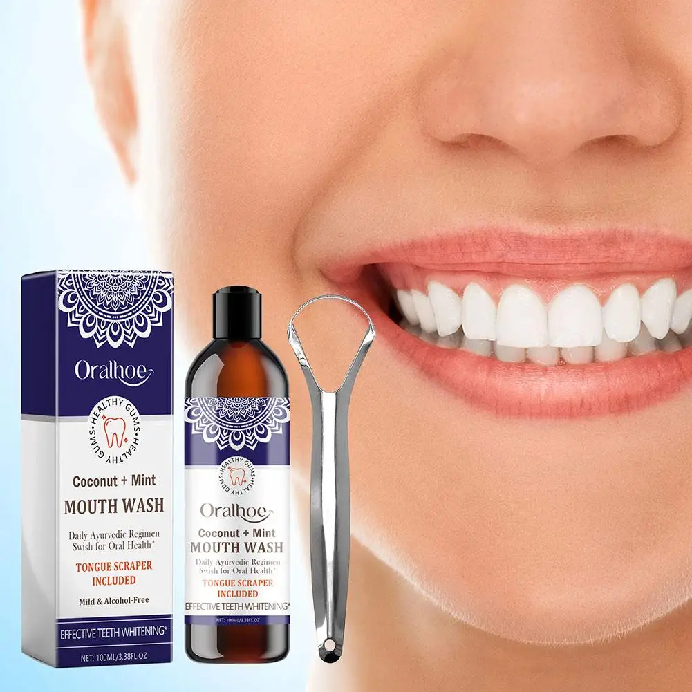 100ml Coconut Oil Mint Pulling Oil Mouth Wash Alcohol-free Tongue Oral Teeth Breath Scrape Oral Clean Whitening C4E7