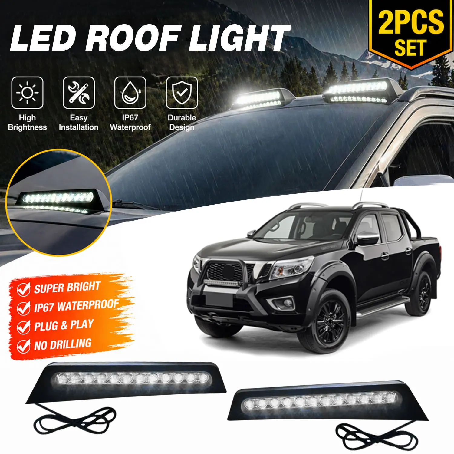 

Top Roof LED Light Cap with DRL Fits For 2017-2026 Nissan Frontier Navara NP300 Roof Lamp