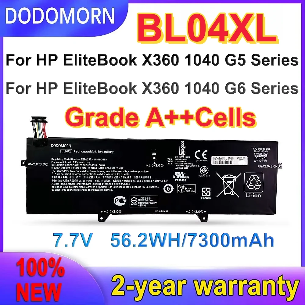 New BL04XL Battery For HP ELITEBOOK X360 1040 G5 G6 L07353-241 HSTNN-DB8M L07353-2C1 L07353-541 56.2WH 7.7V Fast delive