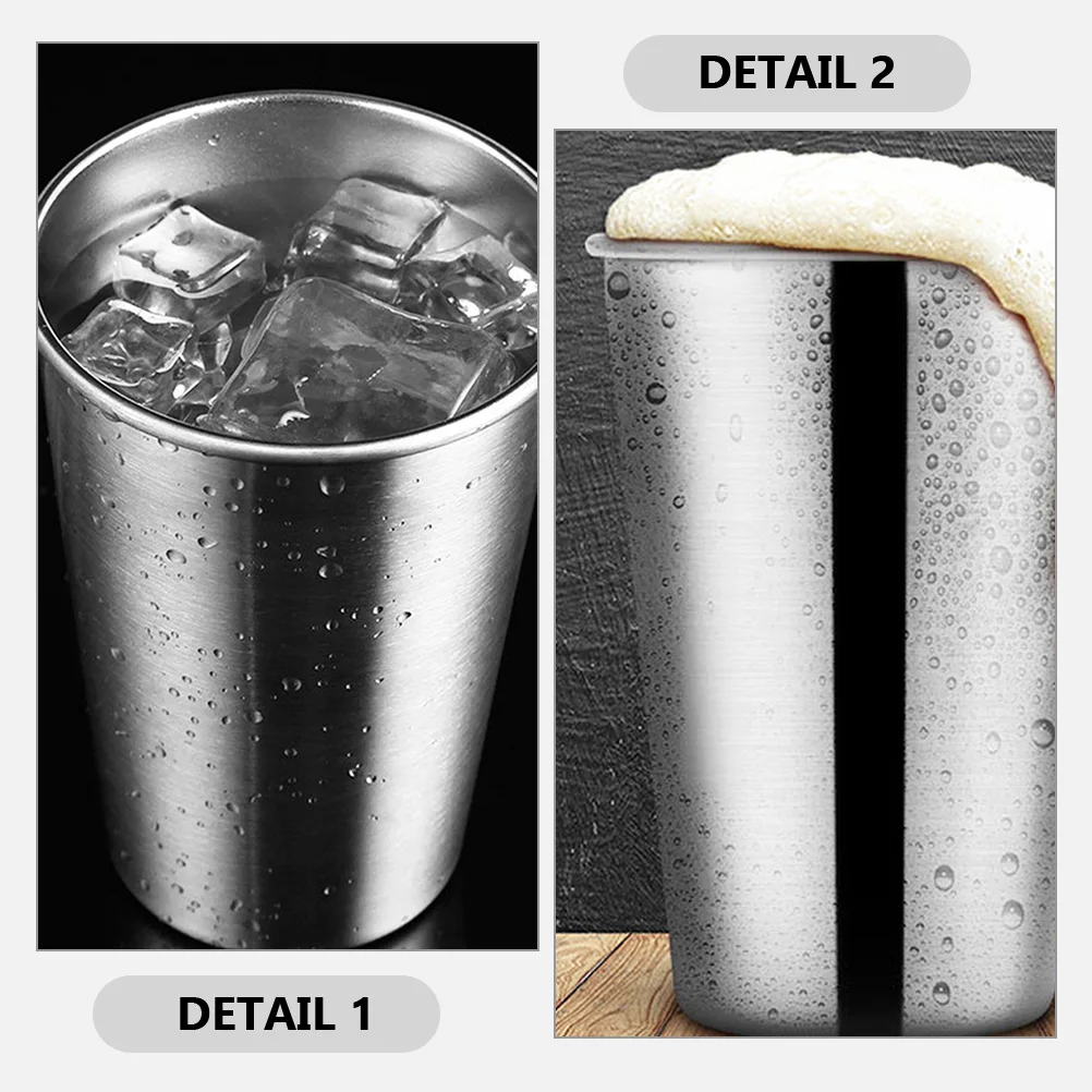 

5 Pcs Mugs Stainless Steel Cup Cups Outdoor Cold Drinking Water Silver Camping Travel