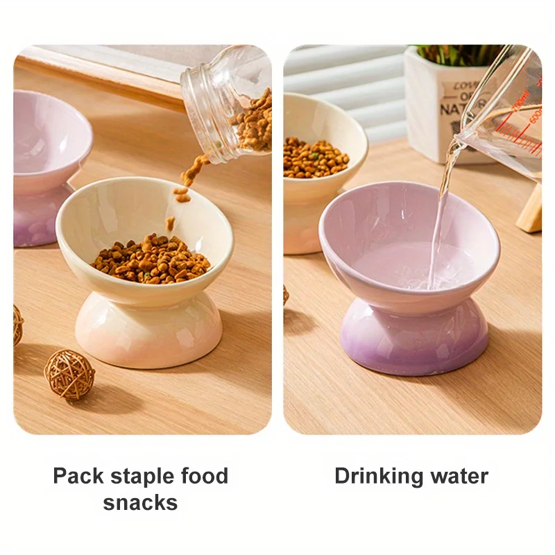 2er-Pack – Erhöhte Futter- und Wassernäpfe für Katzen und Hunde mit Farbverlauf, 15 ° Tilt – Anti-Vomiting erhöhte Futternäpfe für Haustiere, entwickelt zum Schutz der Halswirbelsäule – Detail 4