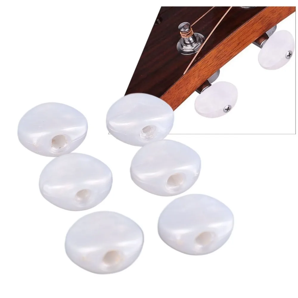 Botones de afinación cóncavos de plástico para guitarra café/blanco - imagen 4