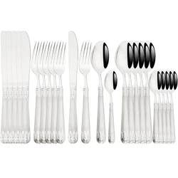 Wheat Ear Handle Tableware 6/24Pcs Luxury Cutlery Set Knife Fork Spoon Flatware 304 Stainless Steel Western Kitchen Dinnerware