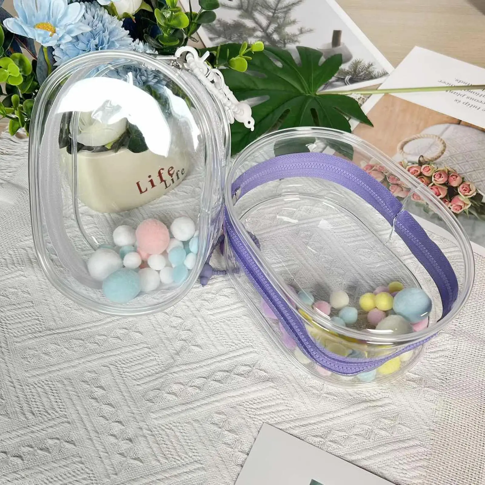 กระเป๋าเก็บตุ๊กตาขนาดเล็ก กล่องกันฝุ่นสำหรับตุ๊กตา สำหรับนักสะสมตุ๊กตา ขนาดกลาง-ใหญ่ สีขาว