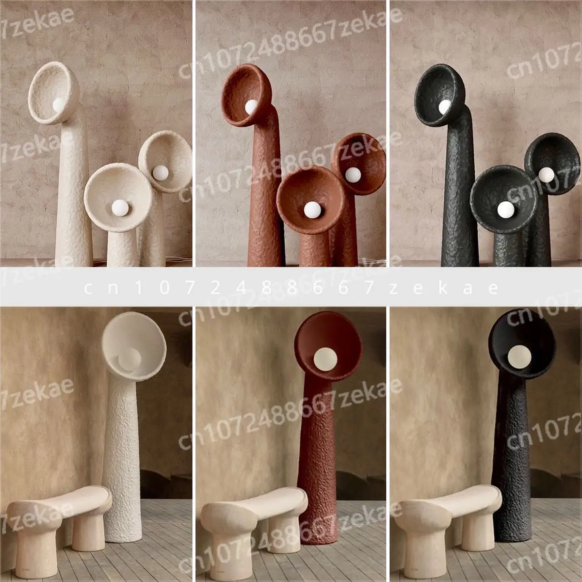 LSS Furniture Modern Home Decoration White Round Floor Light Small Resin Rack Living Room Standing Light