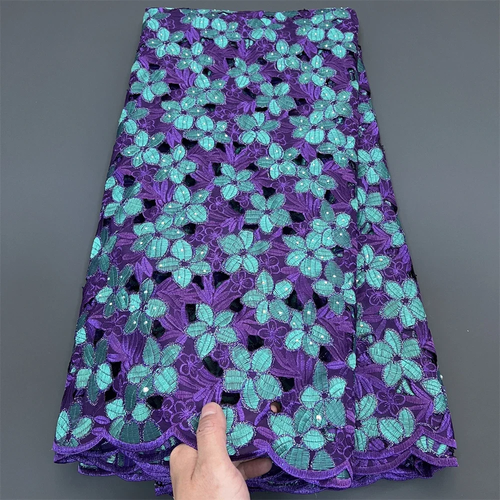 

Tulle Lace Fabric for Sewing Dress, Damask Cotton, High Quality, Pure Embroidery, Wedding Party, Nigerian, 5Yard, 2025