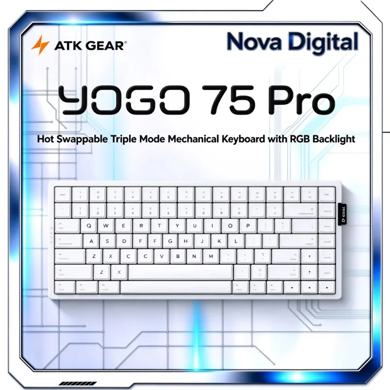 ATK YOGO 75 Pro Mechanical Keyboard Hot Swappable Triple Mode RGB Backlight For Office Gaming Daily Home Office Study Use