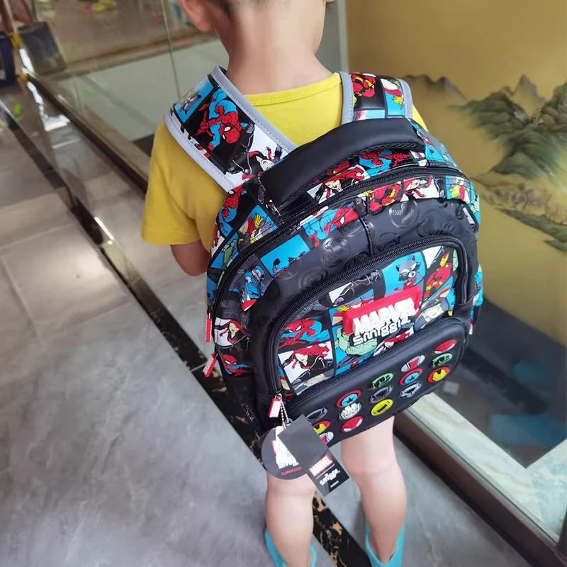 Marvel Smiggle School Bag Superhero Boys Backpack Iron Man Spiderman Student 6-12 Years Old Lightweight Load-reducing Backpack