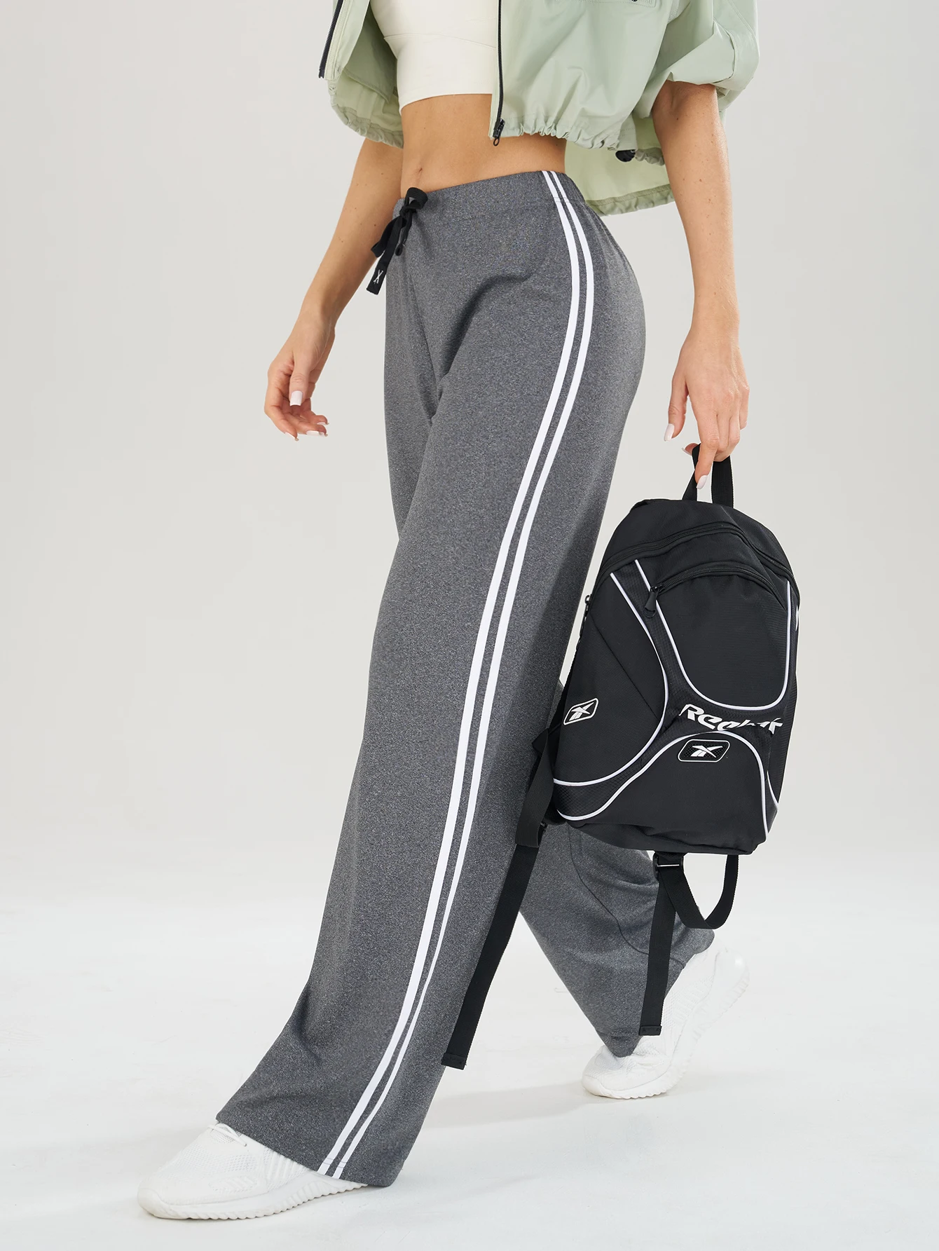 Yoga-Hose mit Seitenstreifen und Kordelzug für Damen, Lässige Workout-Gym-Yoga-Hose mit Taschen