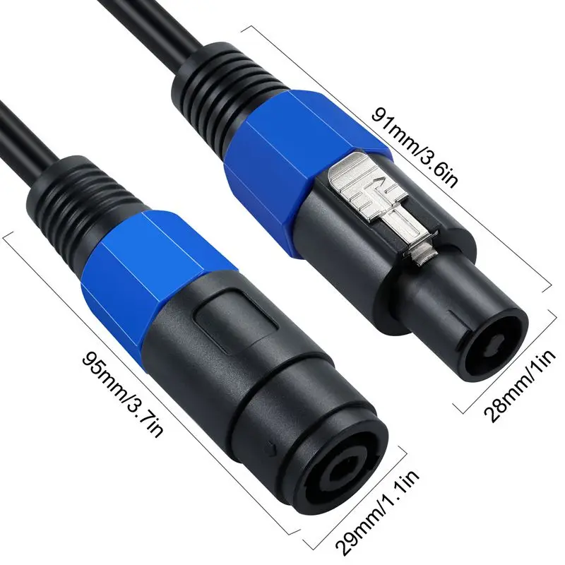 Speakon 1-męski do 2-żeński 1F/2M 8mm kabel głośnikowy, kabel Audio, kabel z głowicą omową, miedziany przewód połączeniowy głośnikowy 0.6 ²