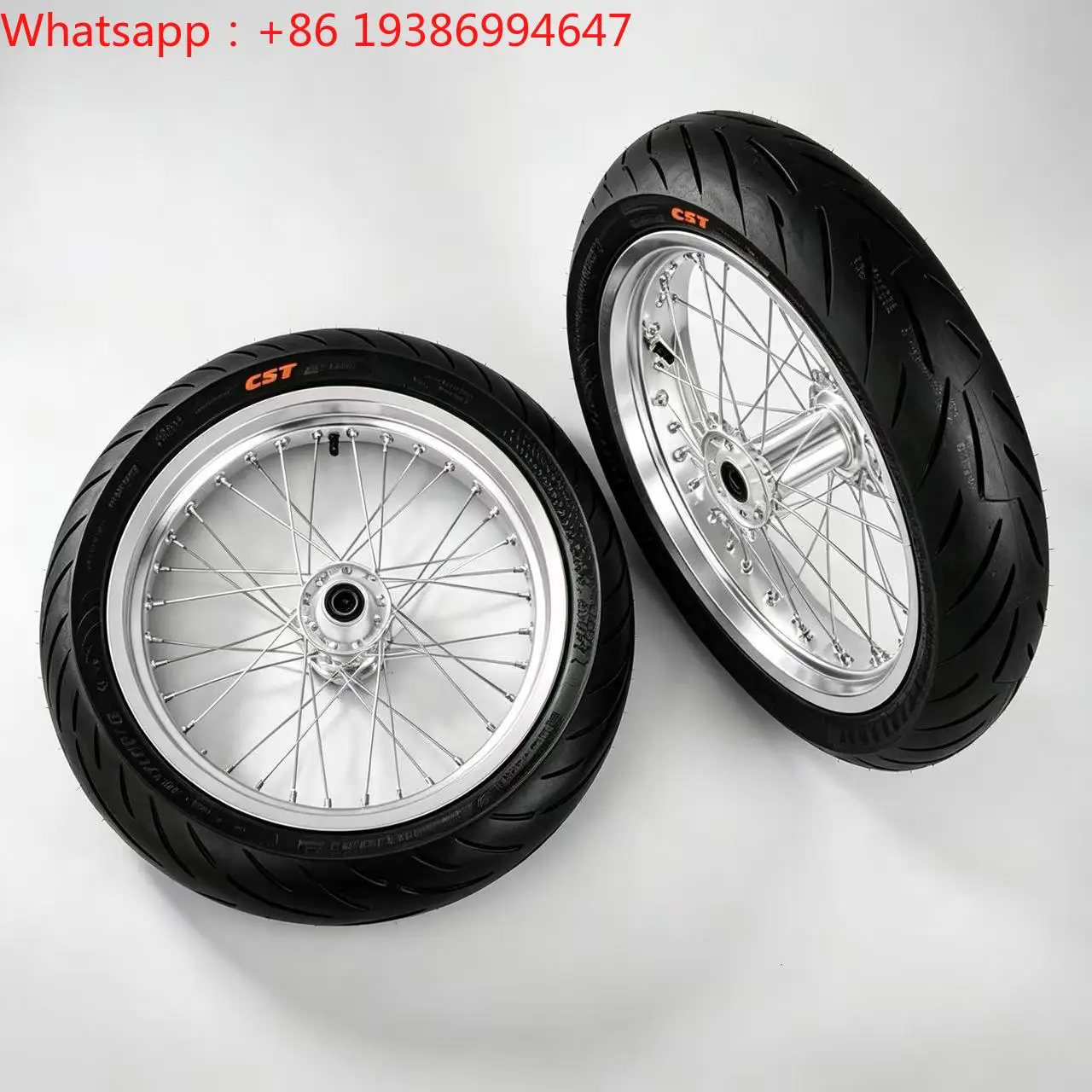 For Light Bee Ultra Bee Road Wheel Set 17-Inch with 70/90-17 and 90/80-17  Silver Tires Supermoto Wheels for LBX