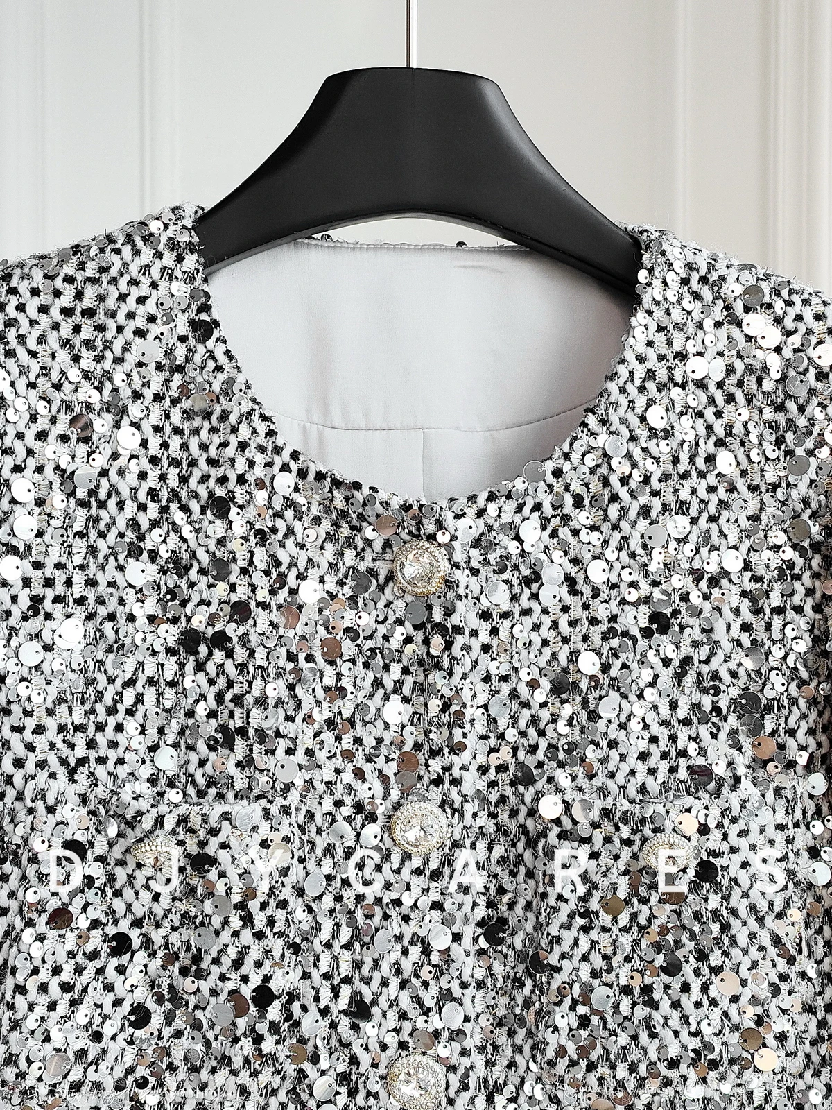 New Coarse woolen heavy industry sequin round neck jacket top big size