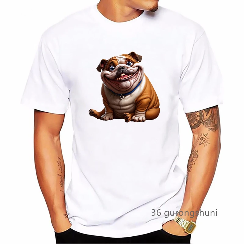 Chubby Bulldo Animal Printed T Shirt Men'S Clothing Funny Kawaii Dog Lover Tshirt Homme Harajuku Shirt Summer Tops Streetwear