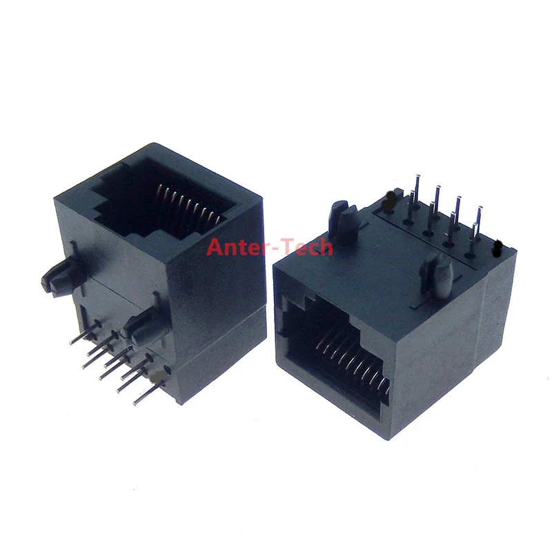 RJ45/18.3 Unlit Network Socket 8P8C PCB Horizontal Mounting Pin Unshielded Ethernet Interface 90 Degree Network Internet Module