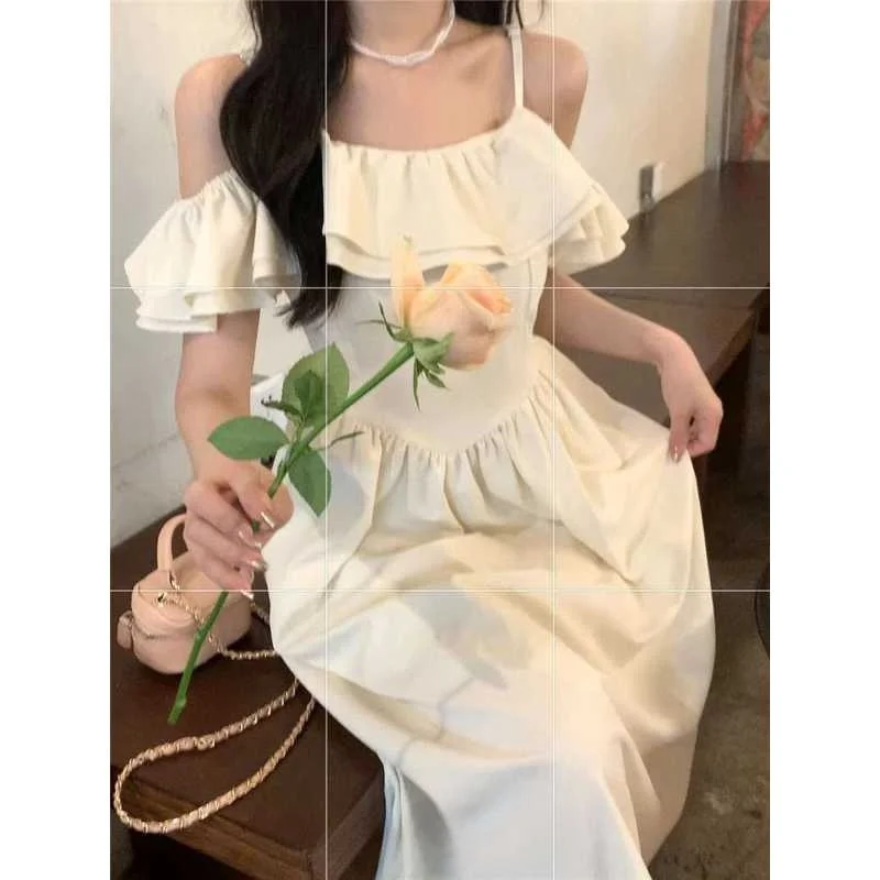 

Fre Sweet Summer French Sle Gentle First Love Tea Dr Women's Midi Dr No Brand Registered Trademark Polyester Fiber