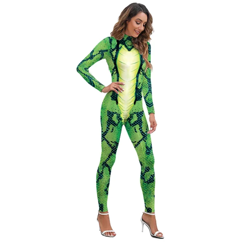 Disfraz de serpiente Animal para mujer, traje de gato de Carnaval de Halloween, mono de Fitness Zentai para mujer, mono de LICRA 12%, traje de fiesta
