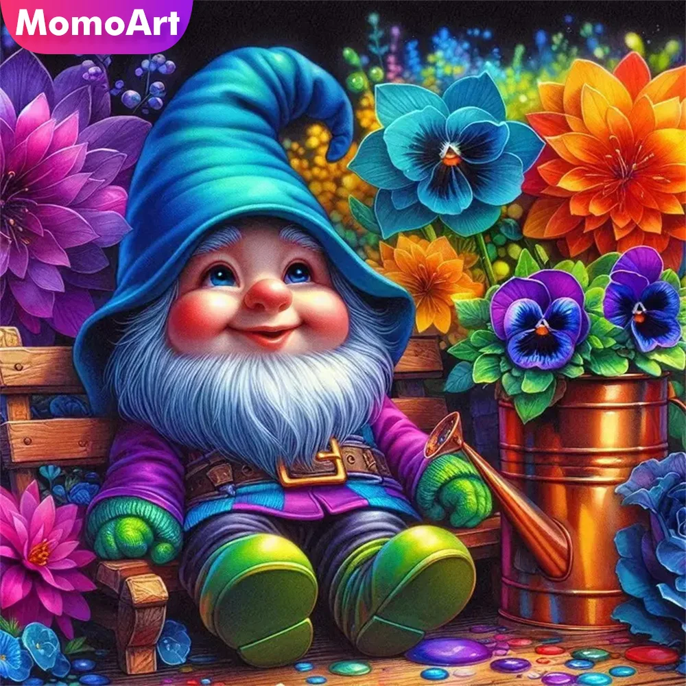 Momoart Diamant Malerei Zwerg Porträt Voll Platz Runde Diamant Mosaik Cartoon Kreuz Stich DIY Stickerei Blume Kind Geschenk
